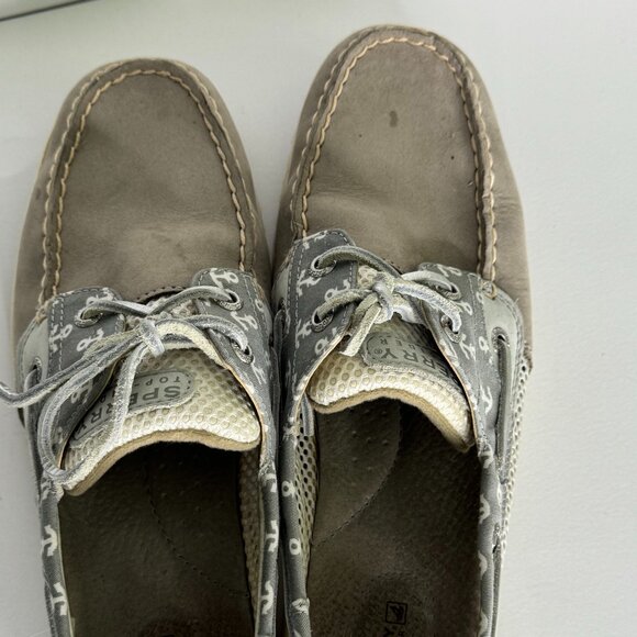 Sperry Top Siders Women's 9.5 Grey Leather with Anchors - Picture 3 of 5
